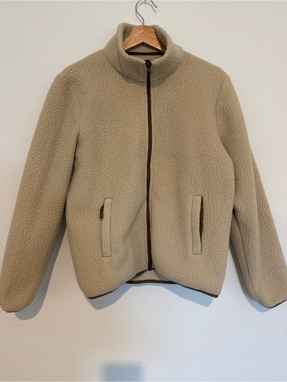Quince Cream Sherpa Zip Jacket for Women